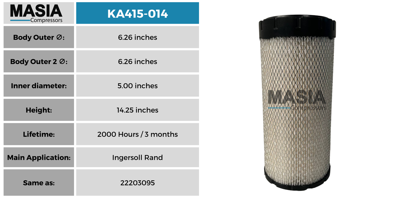 19-3095 Filtro de Aire Compatible con Air Supply