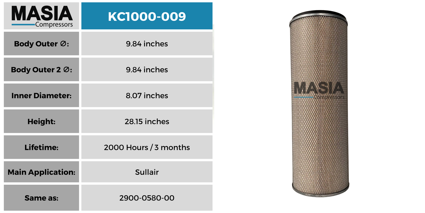 MC1000-009 Filtro de Aire Masia Compressors
