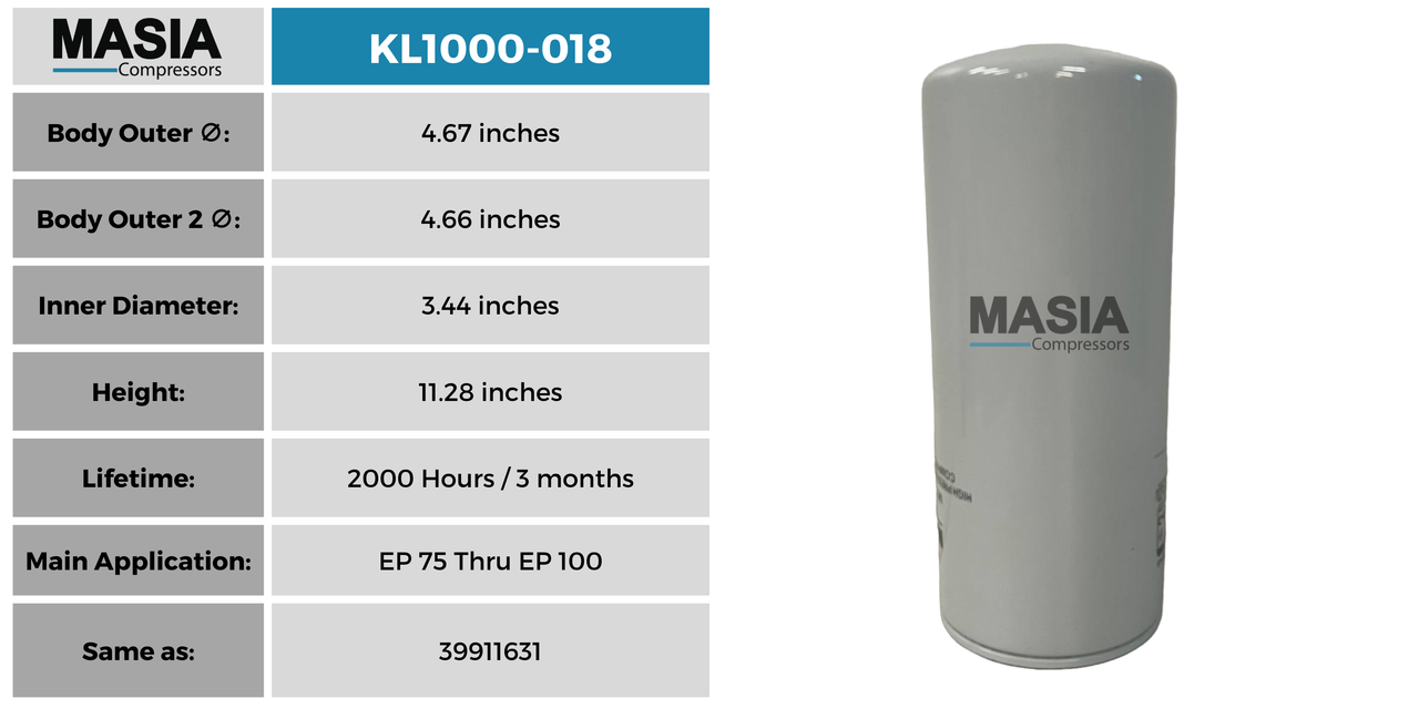 KL1000-018 Filtro de Aceite Keltec Technolab