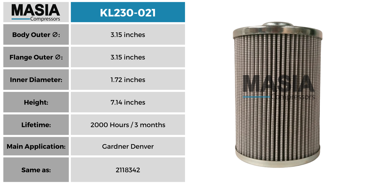KL230-021 Filtro de Aceite Keltec Technolab