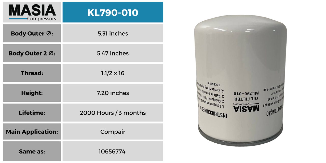 WD1374 Filtro de Aceite Compatible con Eaton Compressor