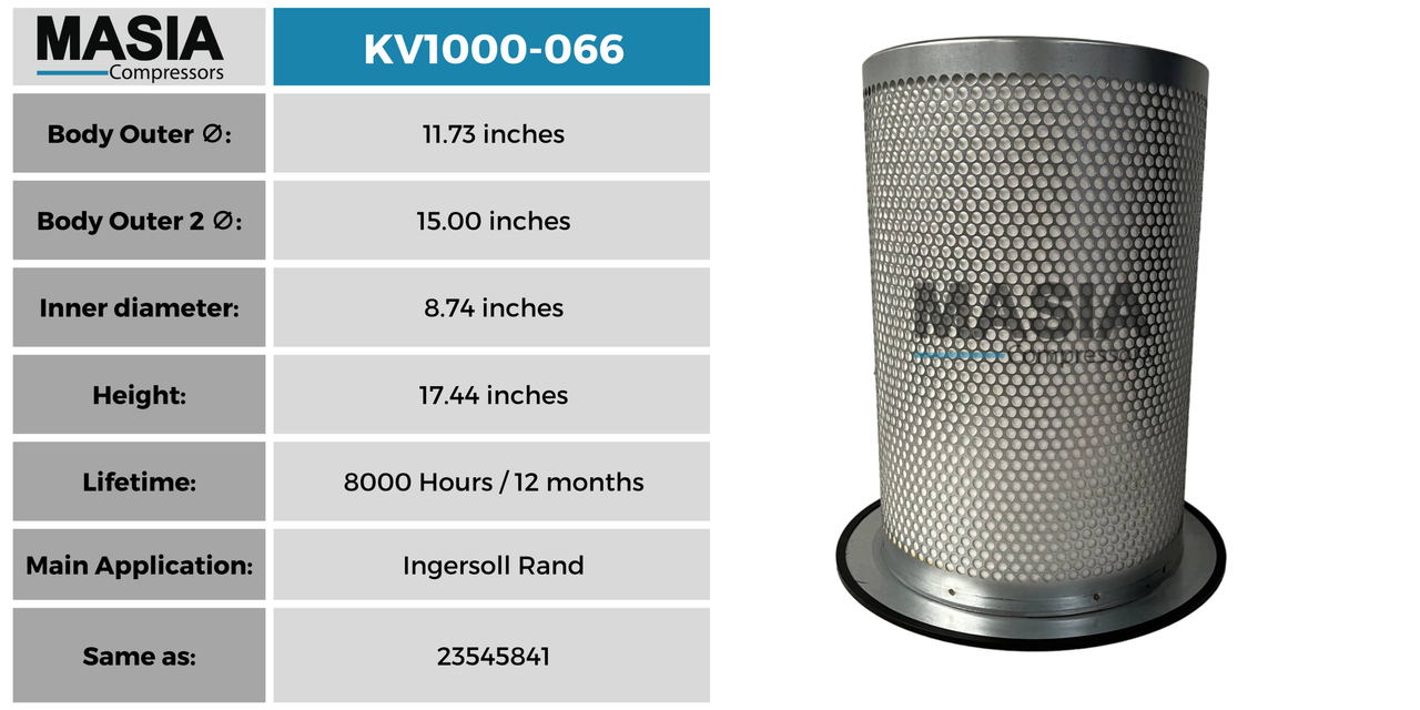 MV1000-066 Filtro Separador Masia Compressors