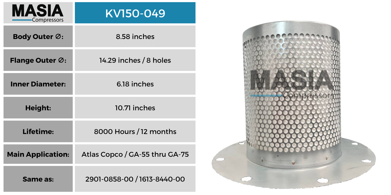 2901-0858-00 Filtro Separador Compatible con Atlas Copco