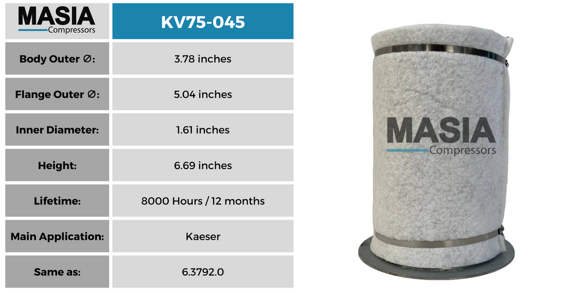 MV75-045 Filtro Separador Masia Compressors