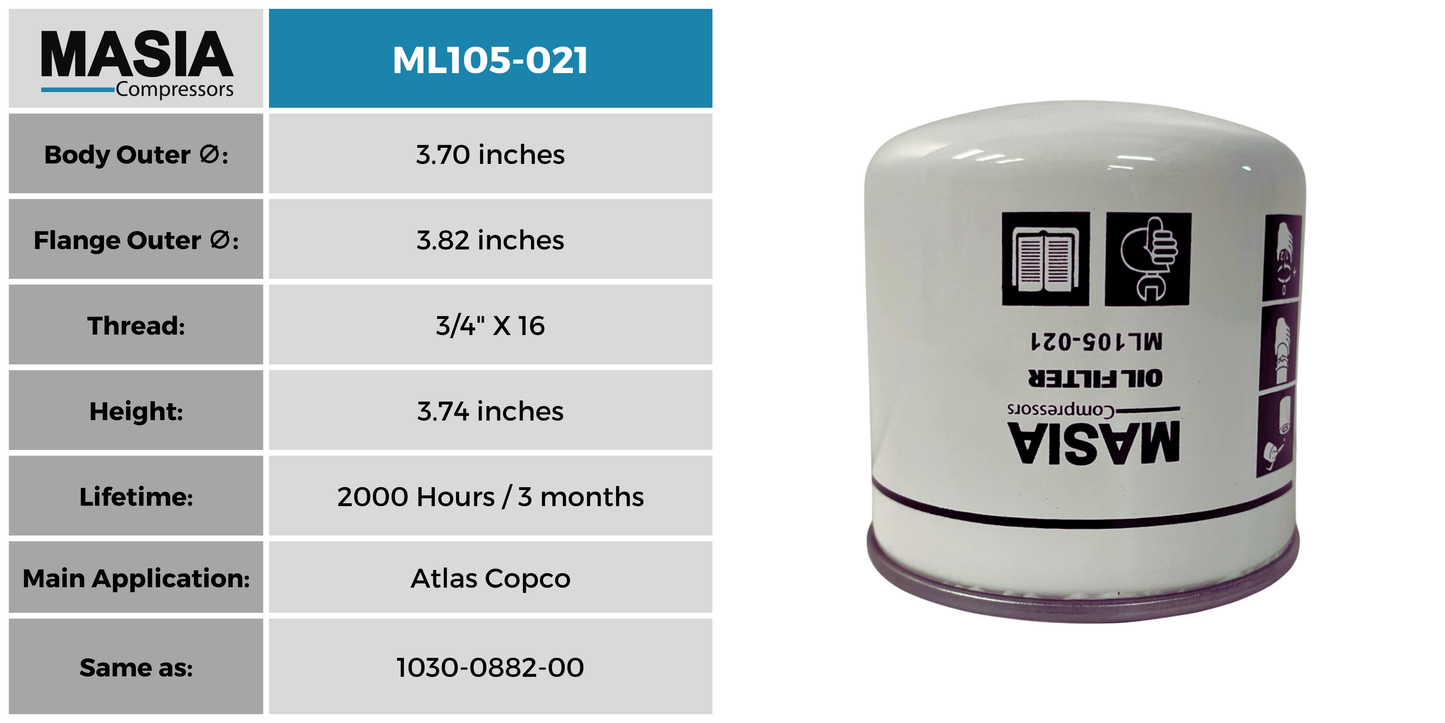 0531.003.000 Filtro de Aceite Compatible con Busch Vacuum