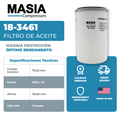 18-3461 Filtro de Aceite Masia Compressors
