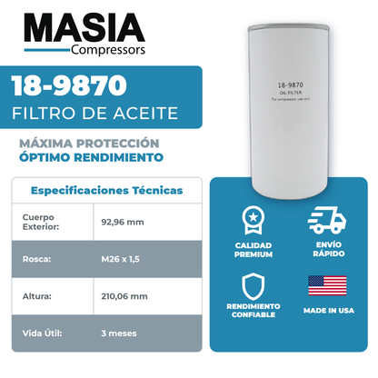 18-9870 Filtro de Aceite Keltec Technolab