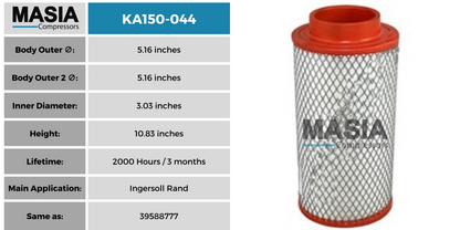 39824115 Filtro de Aire Compatible con Ingersoll Rand