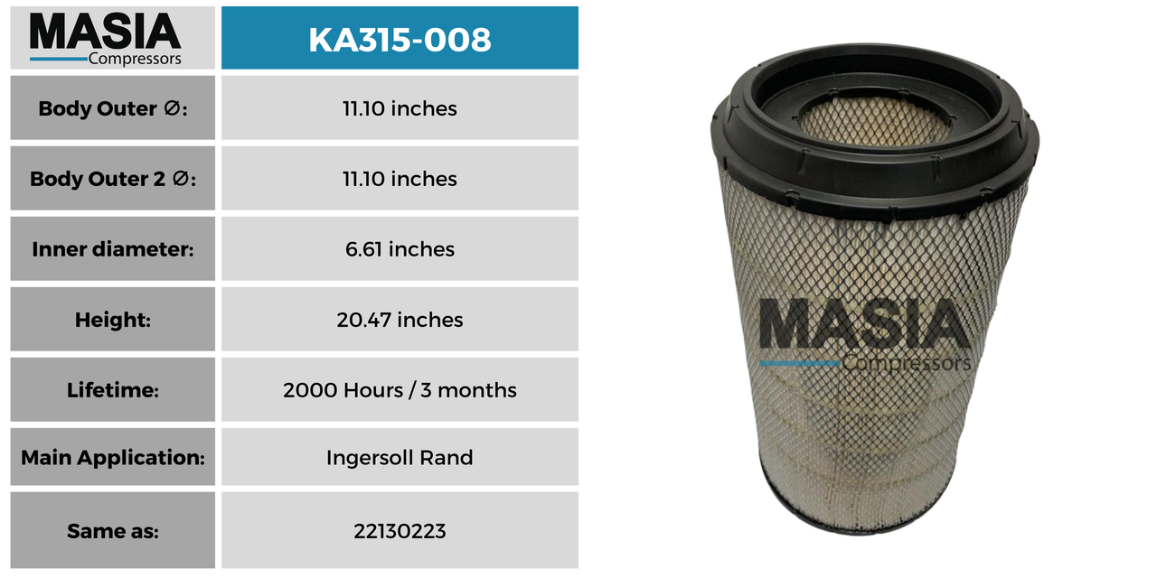 MA315-008 Filtro de Aire Masia Compressors