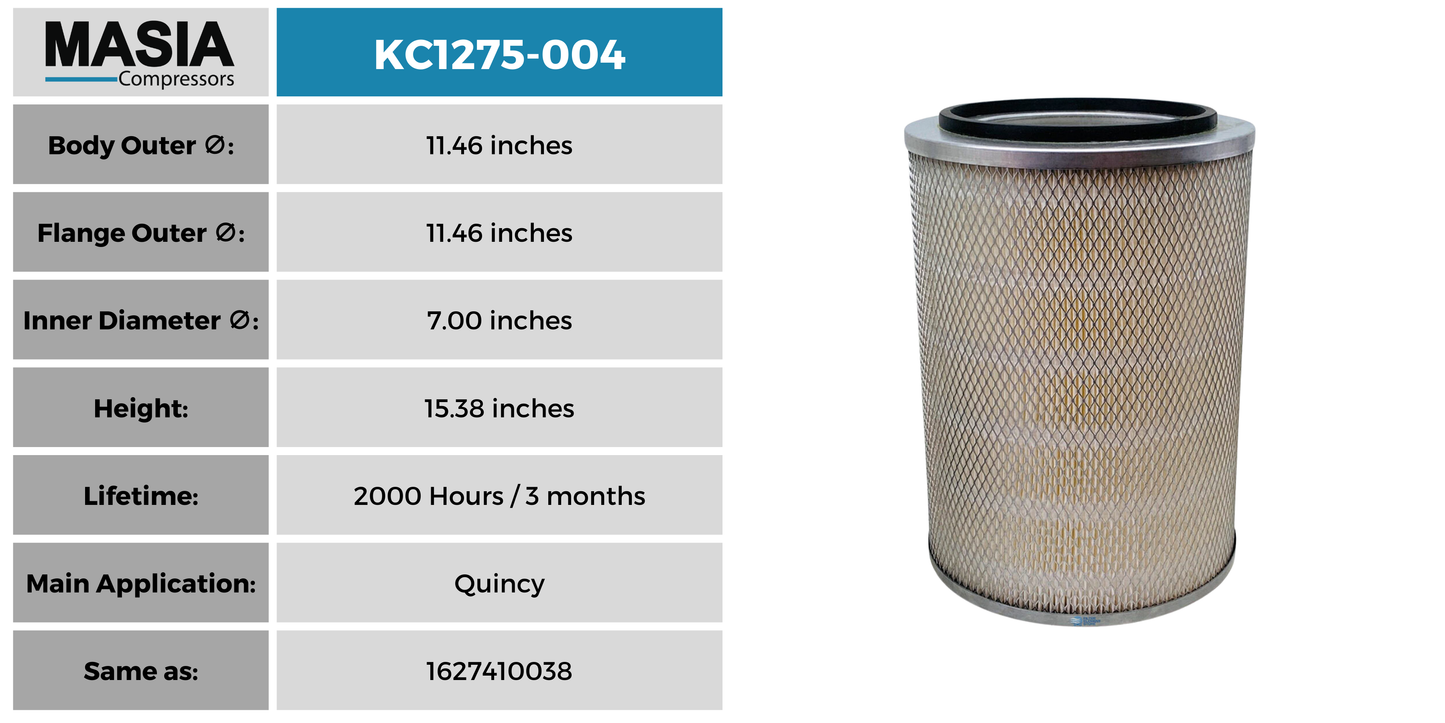 1627410038 Filtro de Aire Compatible con Quincy