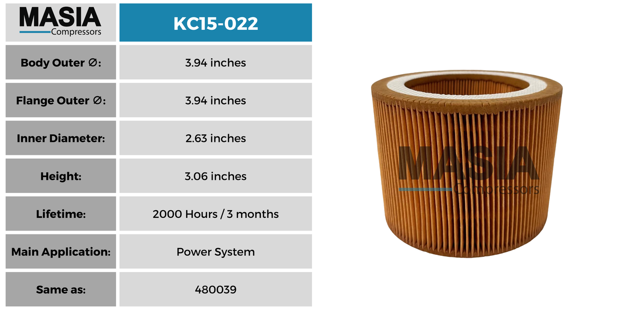 56002100080 Filtro de Aire Compatible con Kaishan Compressor