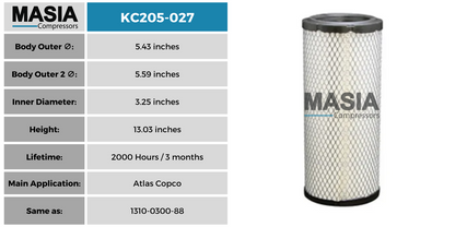 MC205-027 Filtro de Aire Masia Compressors