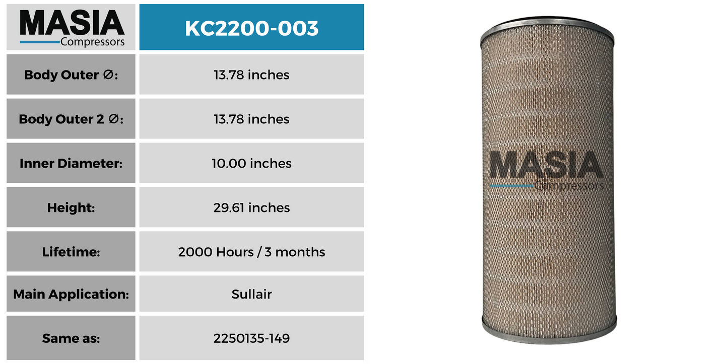 KC2200-003 Filtro de Aire Keltec Technolab
