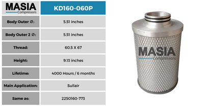 02250185-647 Filtro Separador Compatible con Sullair