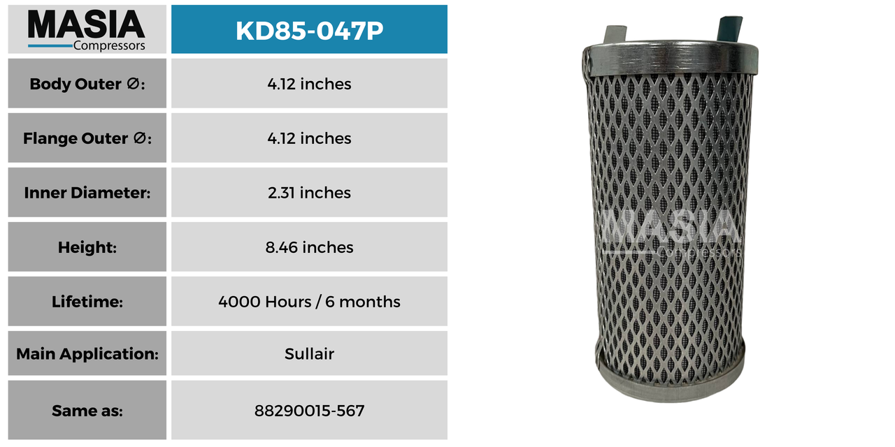 KD85-047P Filtro Separador Keltec Technolab