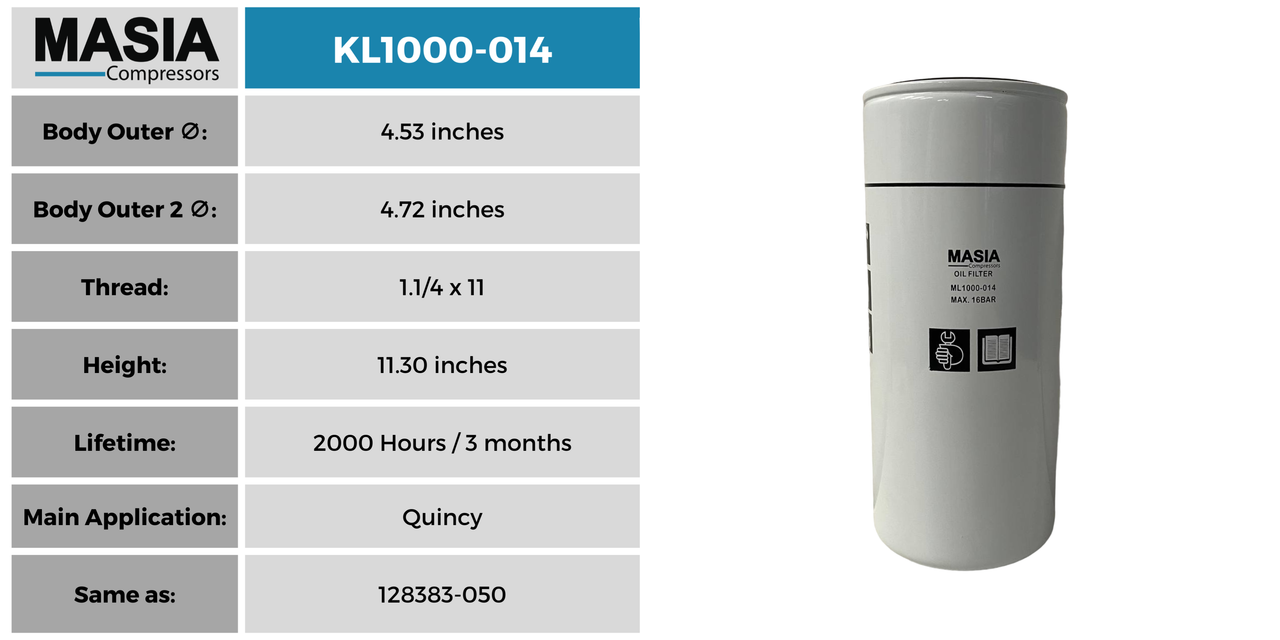 KL1000-014 Filtro de Aceite Keltec Technolab