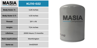 ML110-022 Filtro de Aceite Masia Compressors