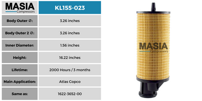 1625-8403-00 Filtro de Aceite Compatible con Atlas Copco