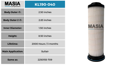 ML190-040 Filtro de Aceite Masia Compressors