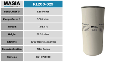 DSR-75A O/F Filtro de Aceite Compatible con Desran Compressor