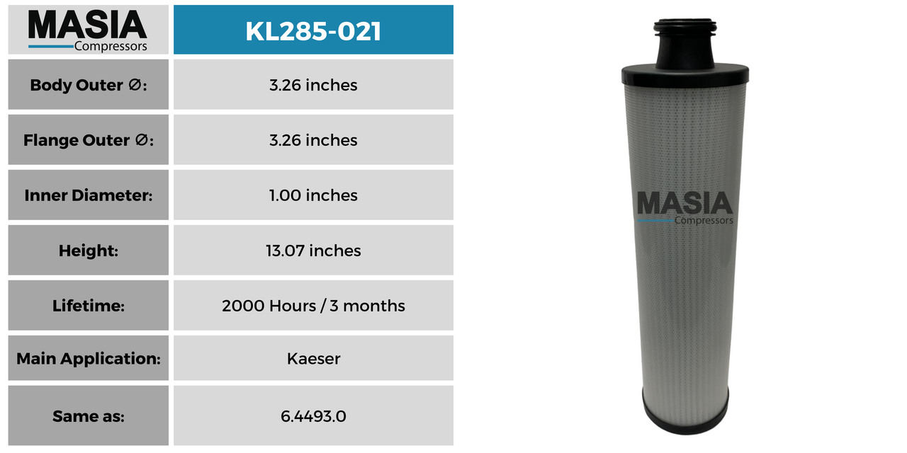ML285-021 Filtro de Aceite Masia Compressors