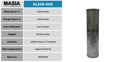 39123229 Filtro de Aceite Compatible con Ingersoll Rand