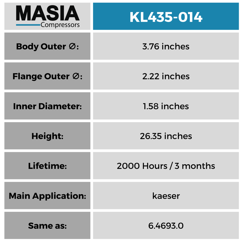 ML435-014 Filtro de Aceite Masia Compressors