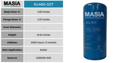 02250054-605 Filtro de Aceite Compatible con Sullair