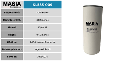 39911615 Filtro de Aceite Compatible con Ingersoll Rand
