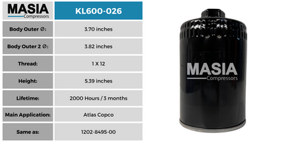 200-09-161 Filtro de Aceite Compatible con Leybold Vacuum Products