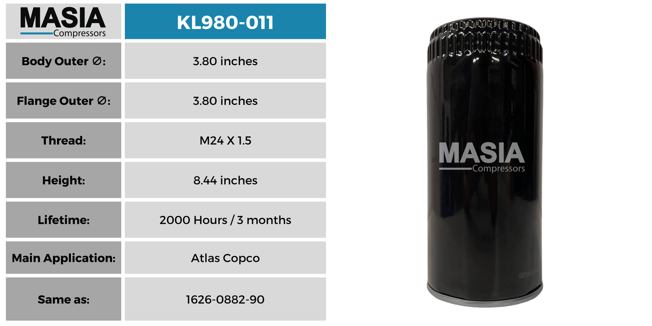 2255-3002-43 Filtro de Aceite Compatible con Atlas Copco