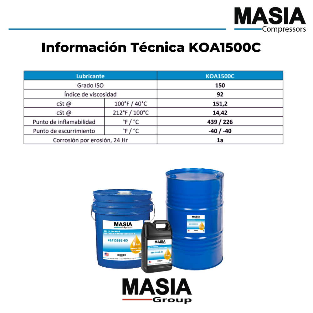 KOA1500C-330 Lubricante Masia Compressor - 330 gal