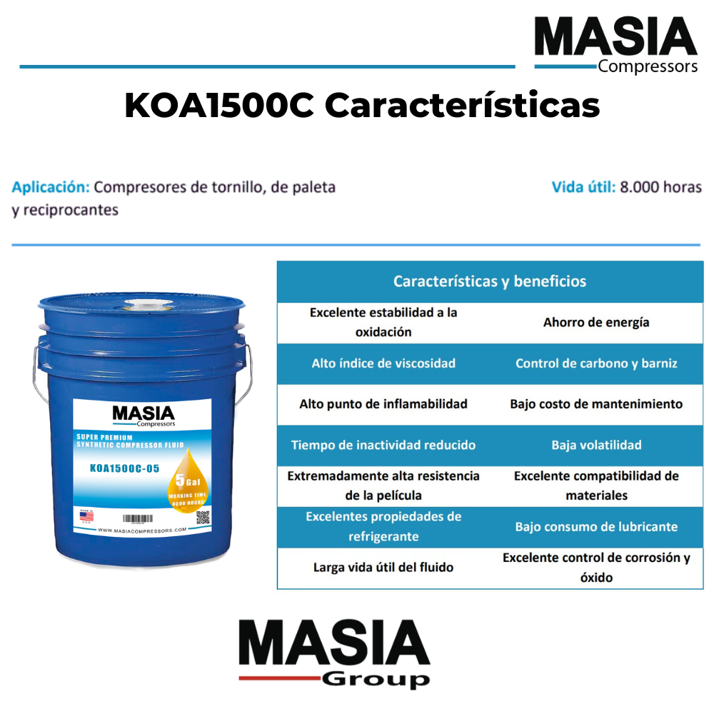 KOA1500C-05 Lubricante Masia Compressor - 5 gal