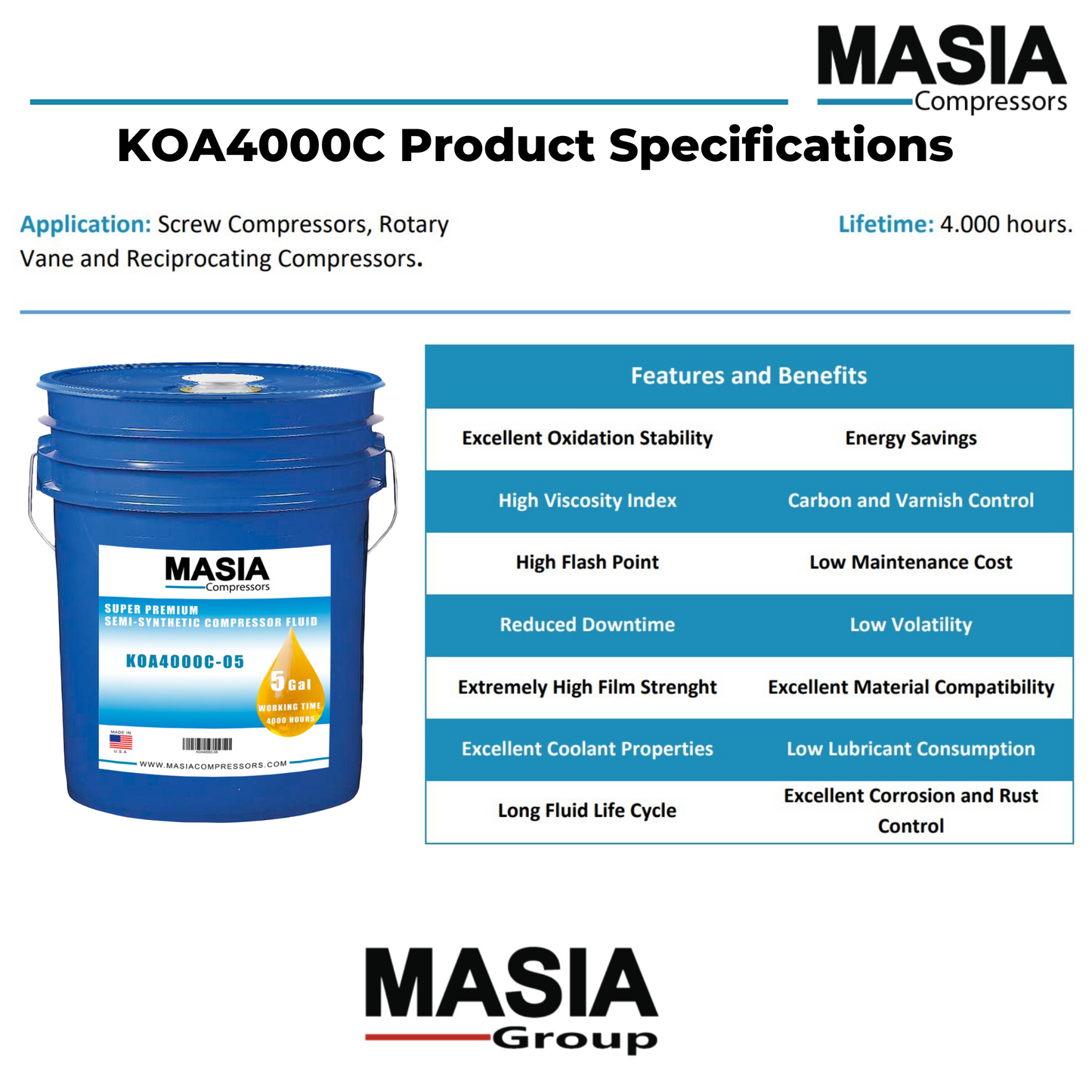 2908-8507-00 Lubricante compatible con Atlas Copco - 5 gal