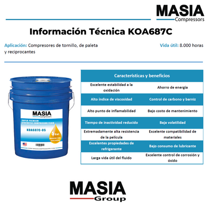 KOA687C-05 Lubricante Masia Compressors - 5 gal