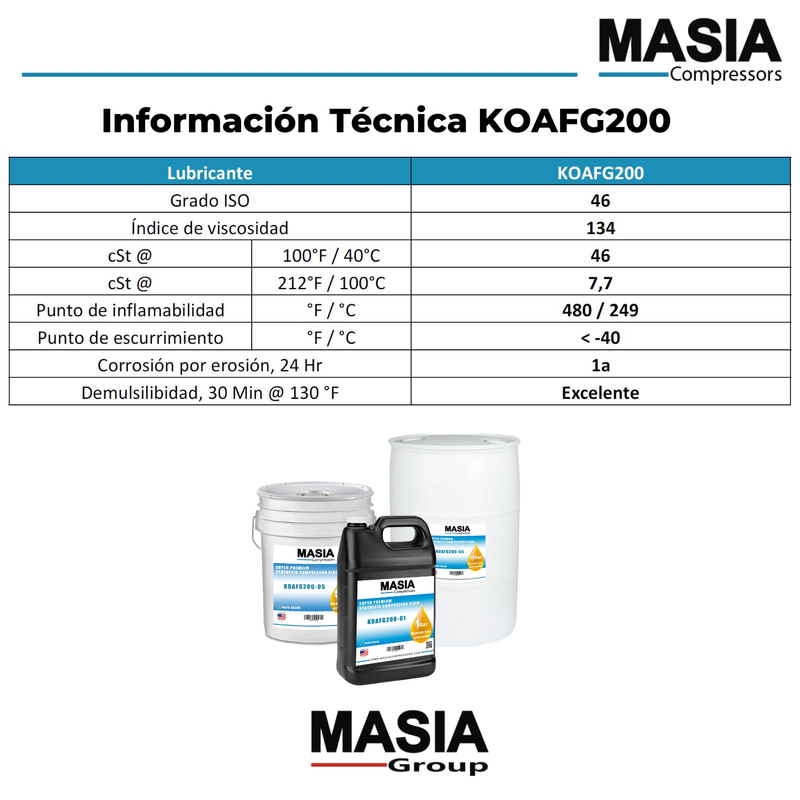 KOAFG200-05 Lubricante Masia Compressor - 5 gal