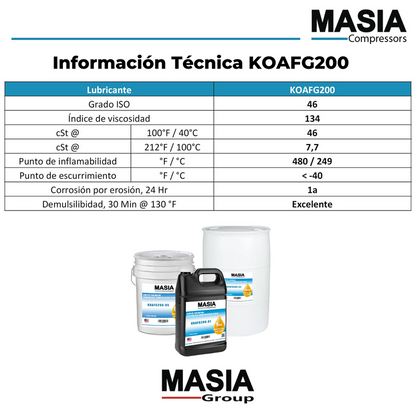 KOAFG200-05 Lubricante Masia Compressor - 5 gal