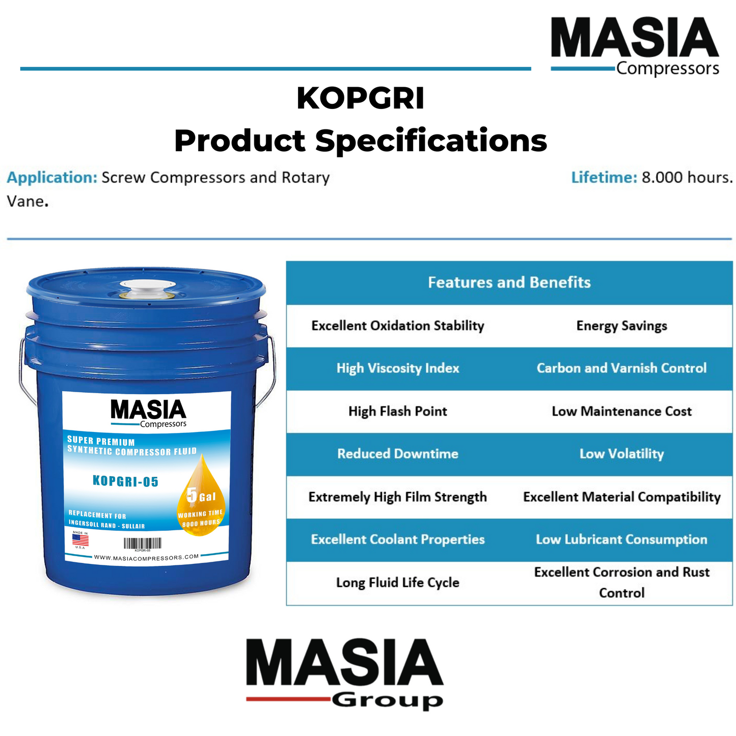 28H290 Lubricante compatible con Gardner Denver - 6 gal
