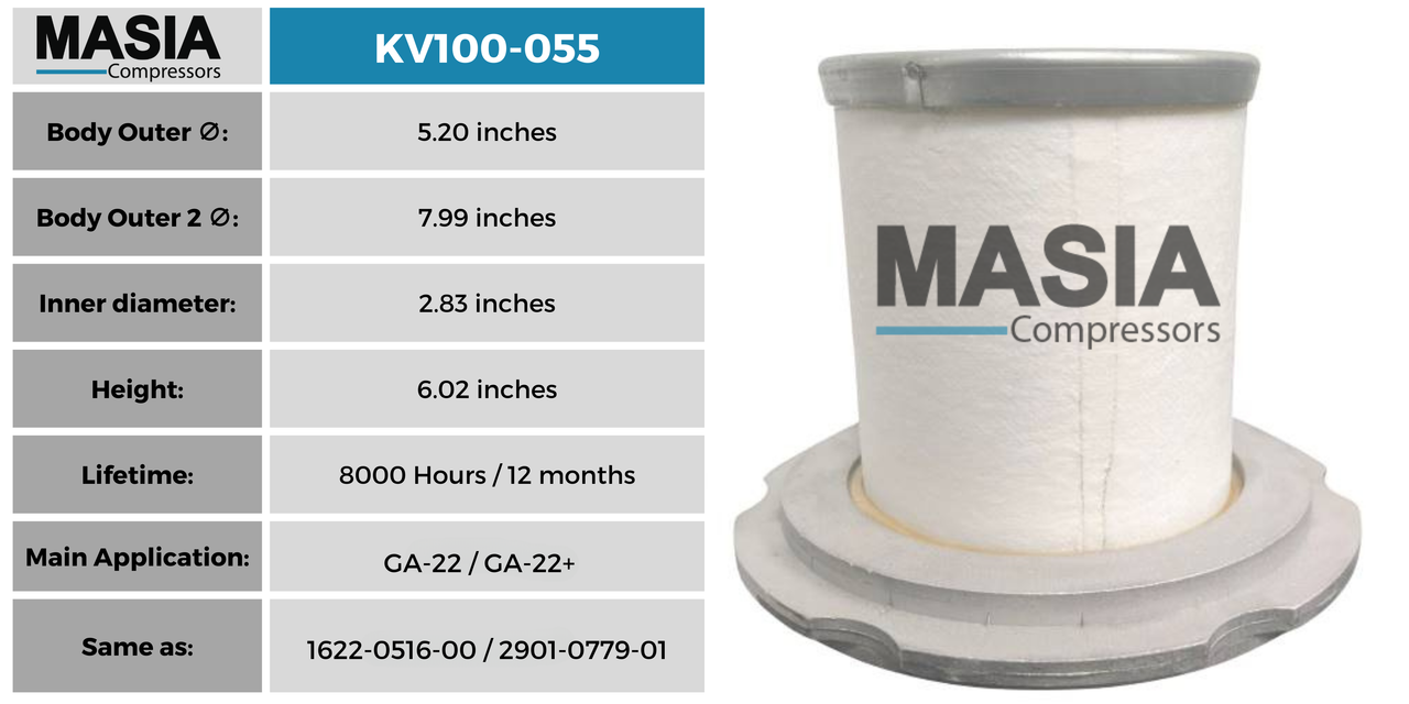 MV100-055 Filtro Separador Masia Compressors