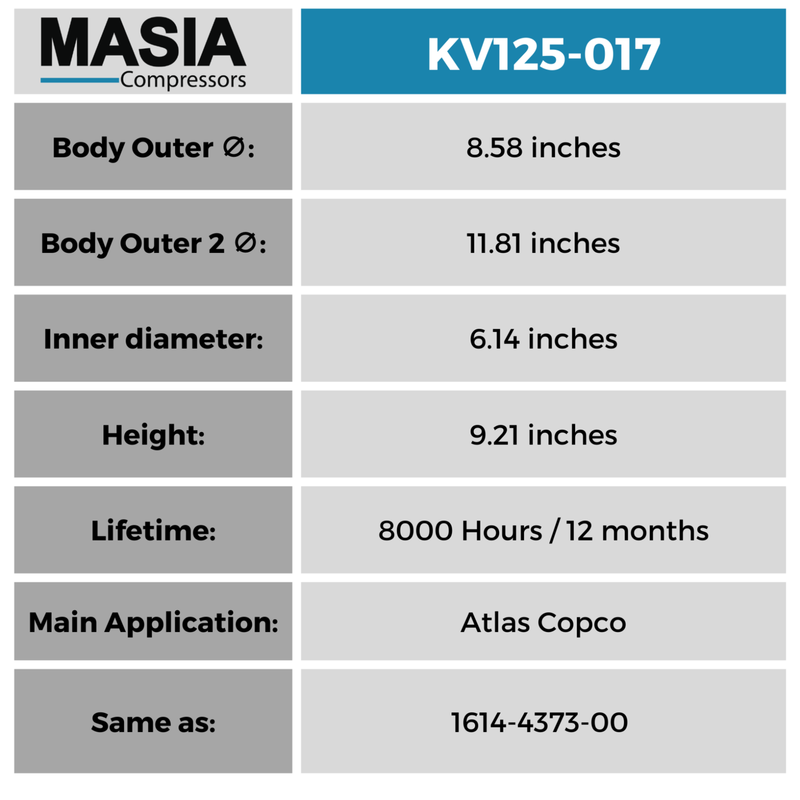 MV125-017 Filtro Separador Masia Compressors