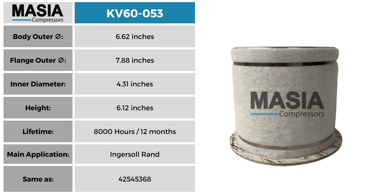 MV60-053 Filtro Separador Masia Compressors