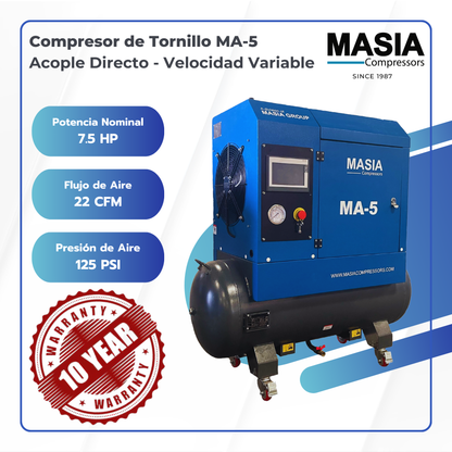 Compresor de Aire MAVS-5 Monofásico 220VAC - 22 CFM / 145 PSI / 7.5 HP