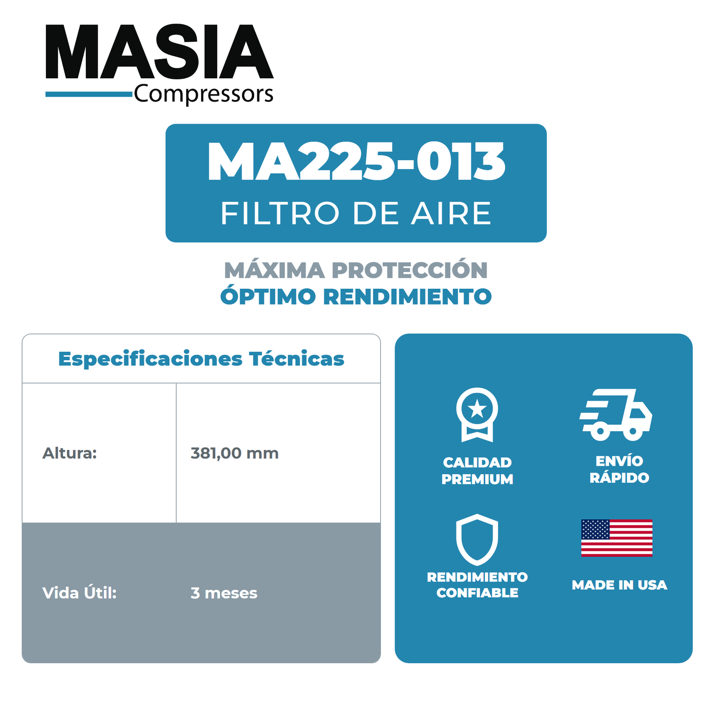 37165263 Filtro de Aire Compatible con Ingersoll Rand