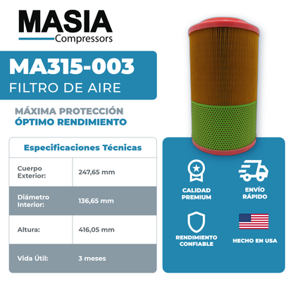 GA-75 Kit de Servicio 8000 Horas (1613-9503-00, 1622-4601-80, 1622-3656-00, 1310-0368-38)