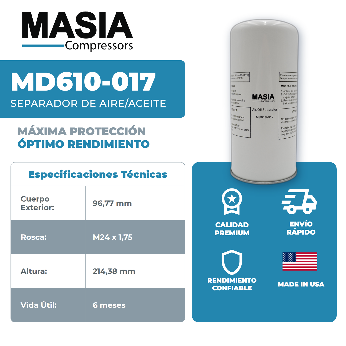 QGS-10 Kit de Filtros 4000 Horas (6211473700, 6211472550, 6221372850)