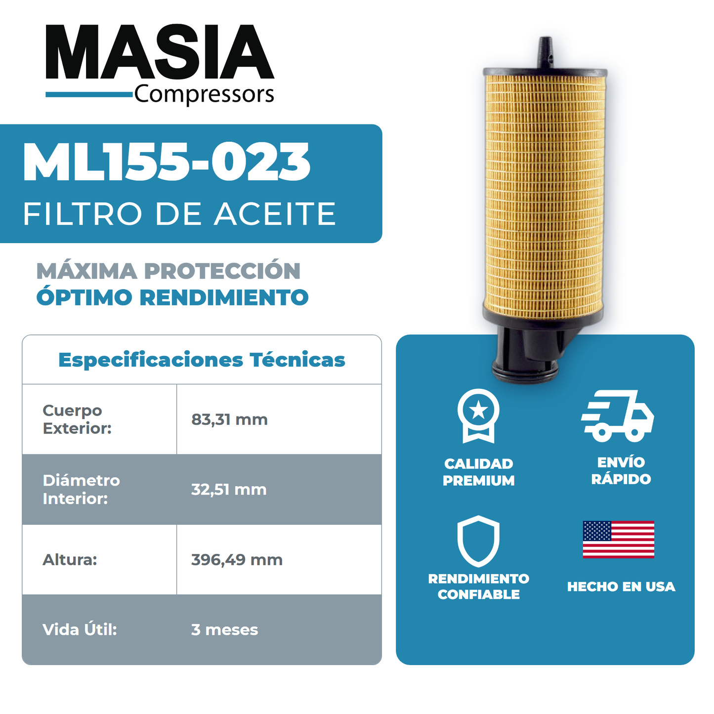 GA-55 Kit de Servicio 8000 Horas (1613-9503-00, 1622-4601-80, 1622-3656-00, Roto-Xtend)