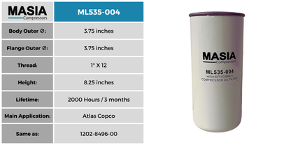 4002.3402.0 Filtro de Aceite Compatible con Ingersoll Rand