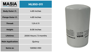 142136 Filtro de Aceite Compatible con Quincy