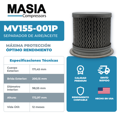 10B-25HP Kit de Servicio 8000 Horas (42445, 250025-525, 02250034-112, 250022-669)